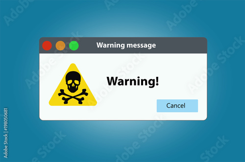 Window operating system error warning. Illustration on white isolated background.