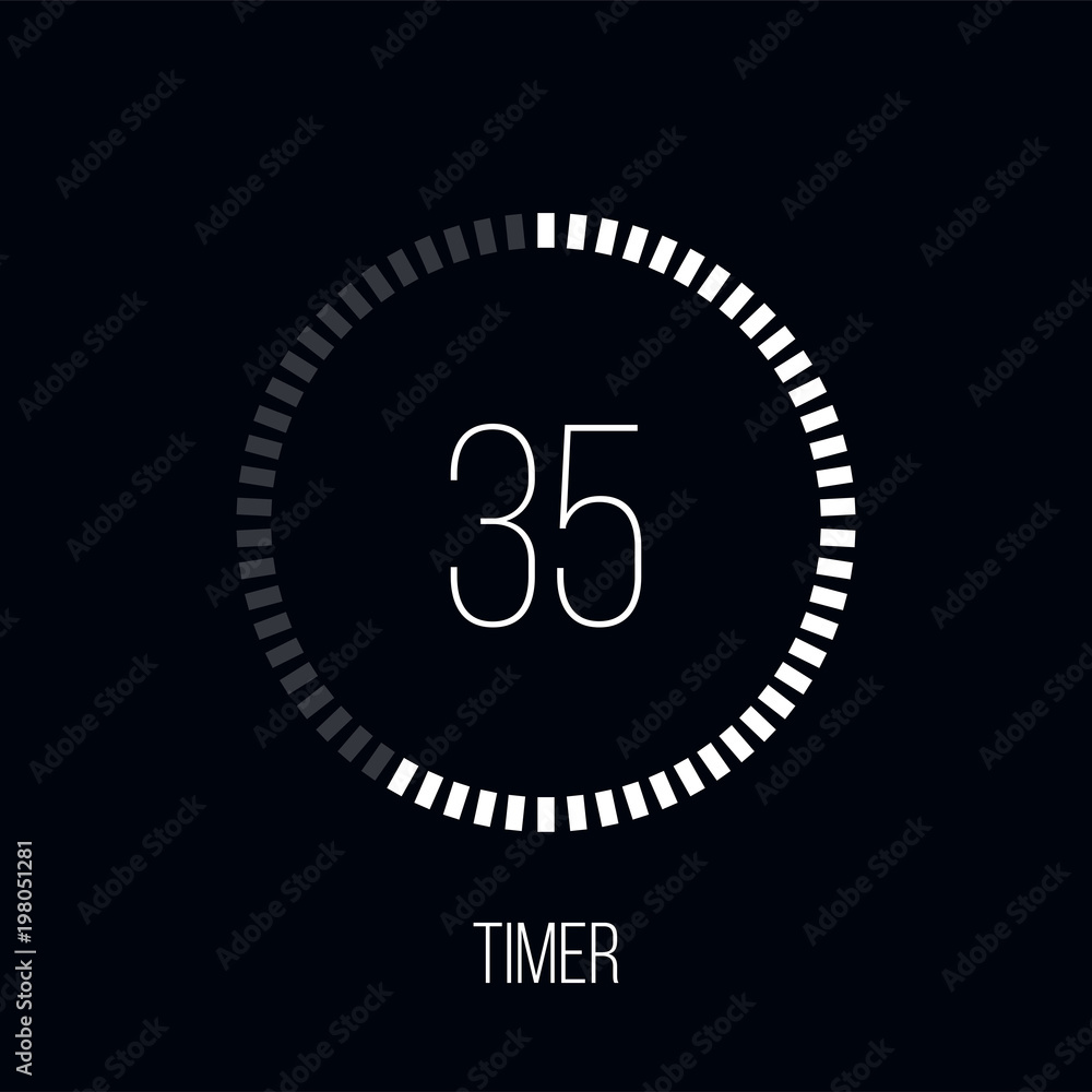Countdown timer or digital counter timer clock vector flat circle dots icon  for smartphone UI or UX countdown timer design Stock Vector