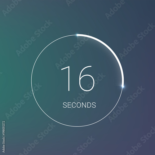 Countdown timer or digital counter clock vector flat circle icon for smartphone UI or UX countdown timer design