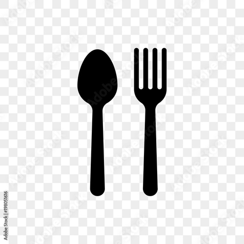 Spoon and fork vector cutlery flat simple icon on transparent background