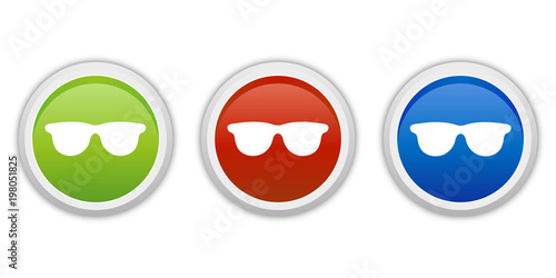 rundes Button Set grün rot blau - Brille blickdicht