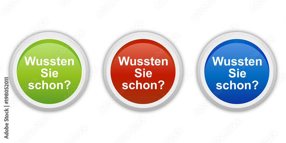 rundes Button Set grün rot blau - Wussten Sie schon? rundes Button Set grün rot blau - Wussten Sie schon?