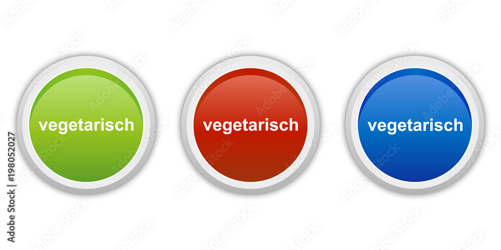rundes Button Set grün rot blau - vegetarisch rundes Button Set grün rot blau - vegetarisch