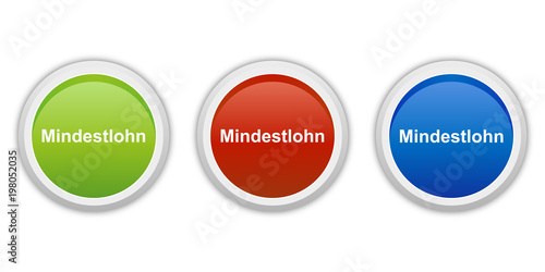 rundes Button Set grün rot blau - Mindestlohn