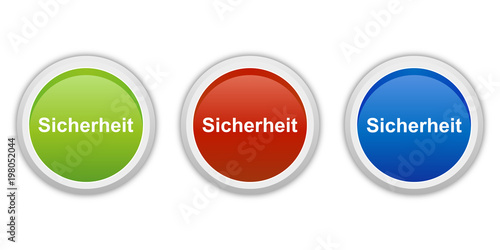 rundes Button Set grün rot blau - Sicherheit