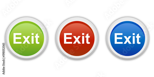 rundes Button Set grün rot blau - Exit