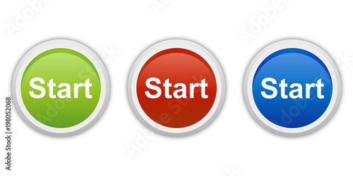 rundes Button Set grün rot blau - Start