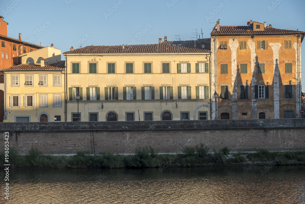 Pisa, historic buildings along the Arno river