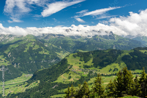 View on beautiful swiss Alps as seen from mount Stanserhorn