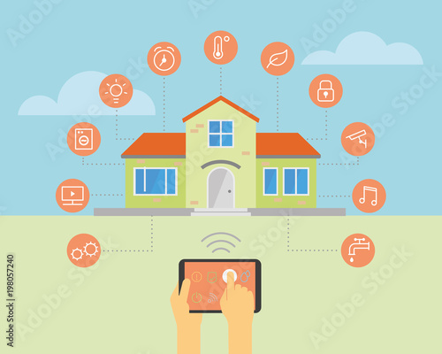 Smart home concept flat design vector illustration
