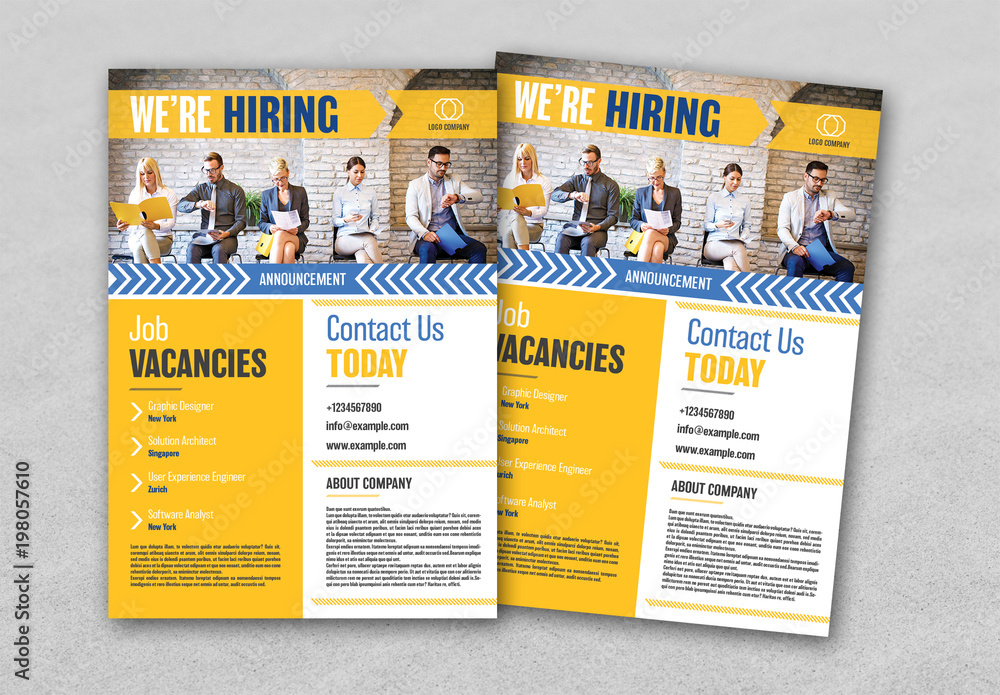 Announcement Flyer Layout with Yellow Background Stock Template Adobe