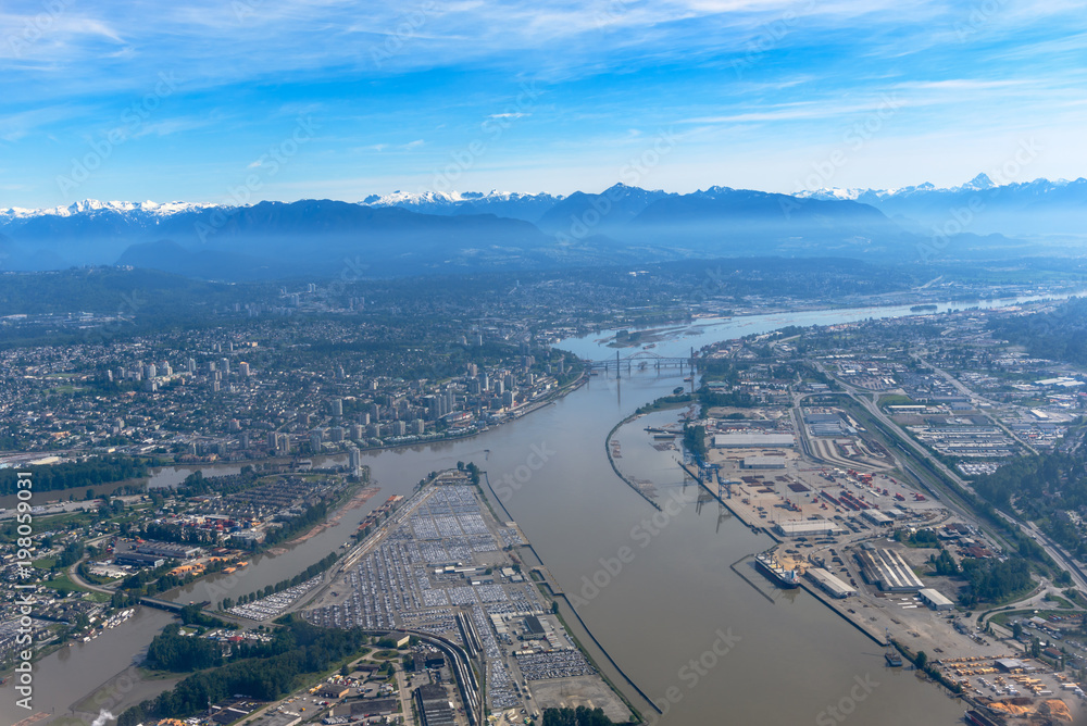 Aerial View from the Airplane Of Downtown Vancouver, Canada Aerial View from the Airplane Of Downtown Vancouver, Canada