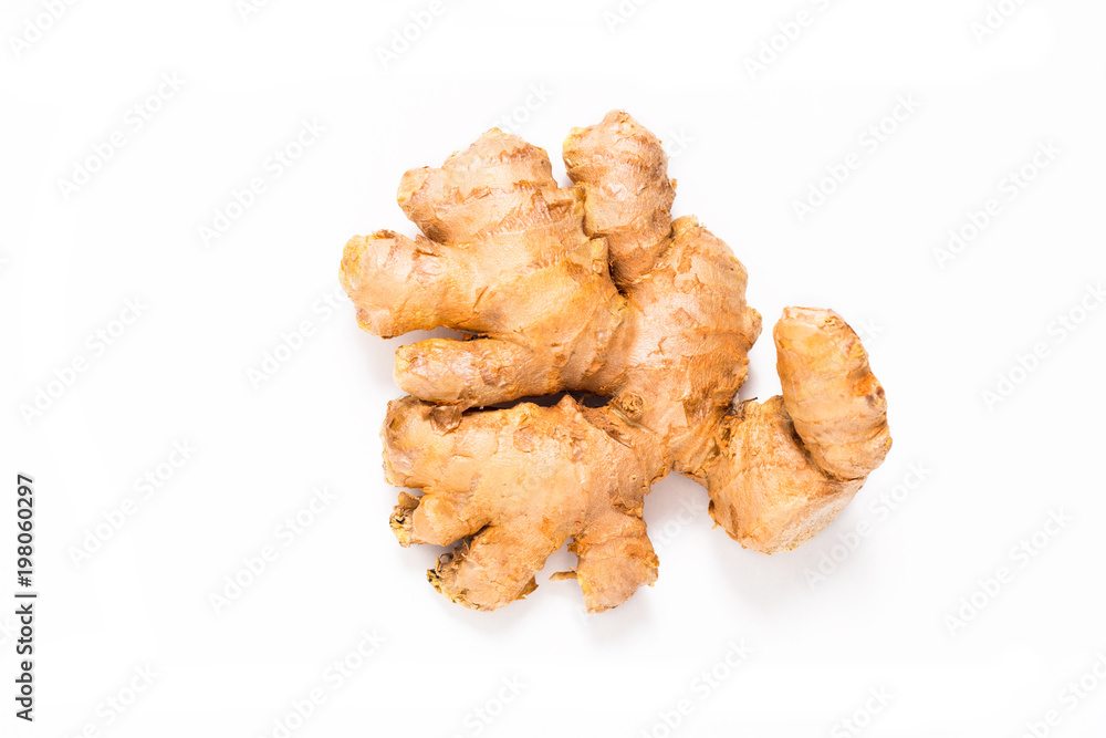 Top view Organic Ginger on white background Top view Organic Ginger on white background