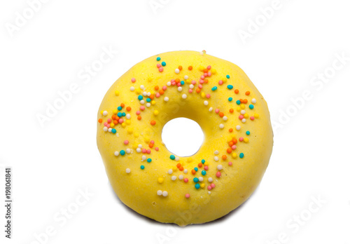 yellow donut isolated on the white background