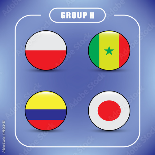Football championship groups. Set of national flags. Draw result. Soccer world tournament. Group H. Free Download Football championship groups. Set of national flags. Draw result. Soccer world tournament. Group H. - GFXLoad