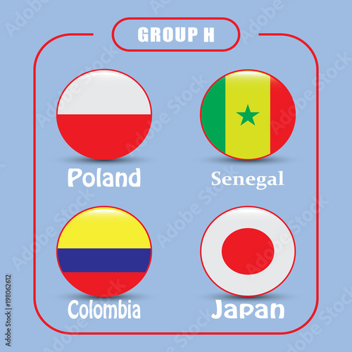 Football championship groups. Set of national flags. Draw result. Soccer world tournament. Group H. Free Download Football championship groups. Set of national flags. Draw result. Soccer world tournament. Group H. - GFXLoad