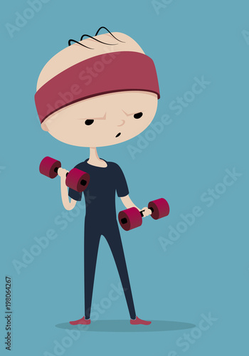 Man doing exercises with dumbbells
