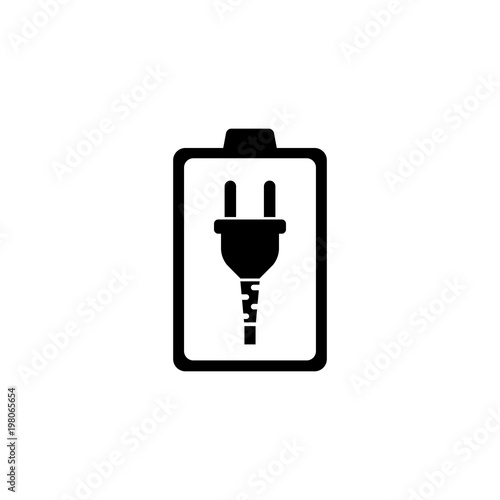 Battery Low. Flat Vector Icon. Simple black symbol on white background