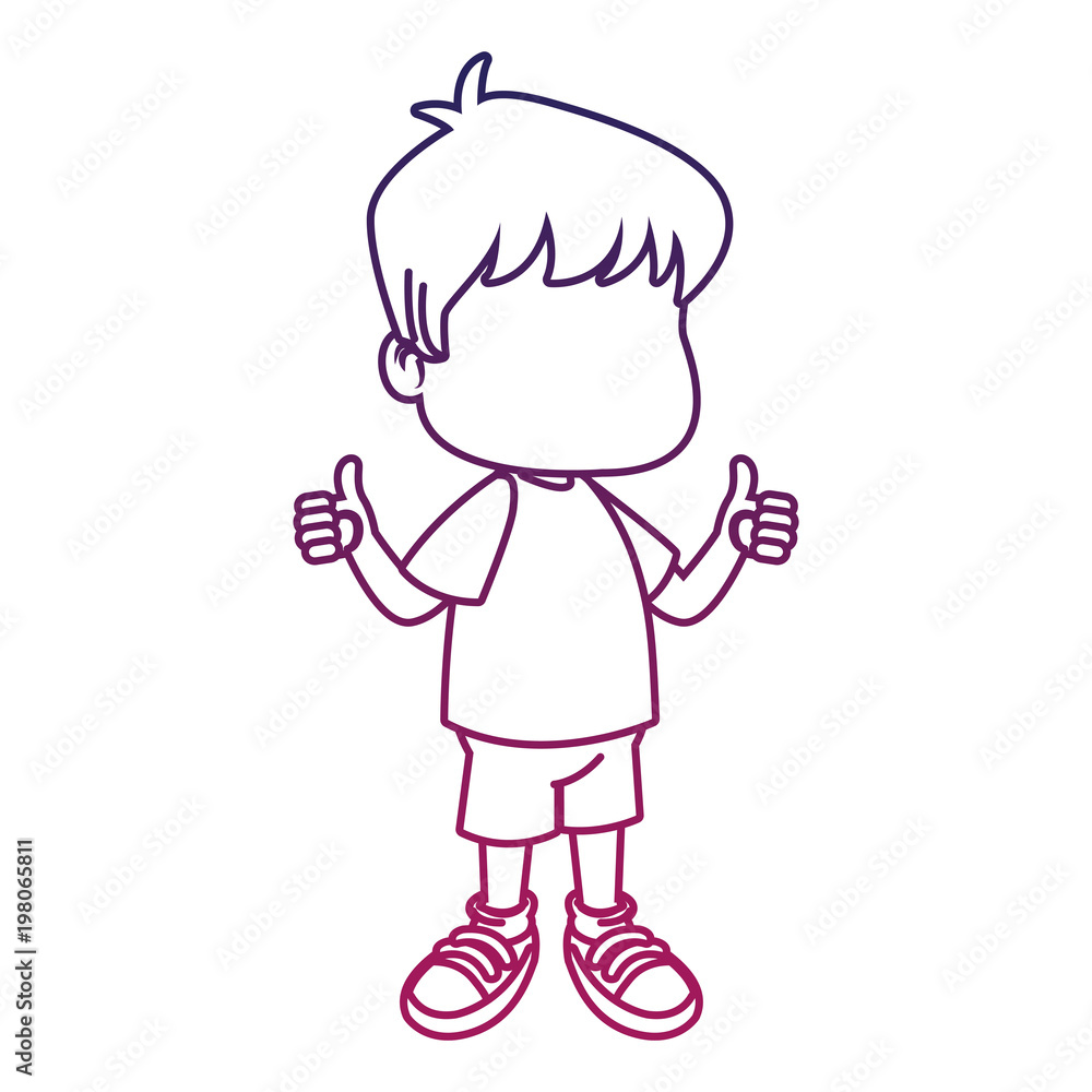Cute boy faceless cartoon vector illustration graphic design