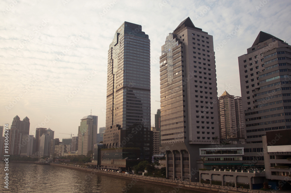 skyscrapers on embankment of Guangzhou city