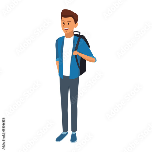 Young male student cartoon vector illustration graphic design