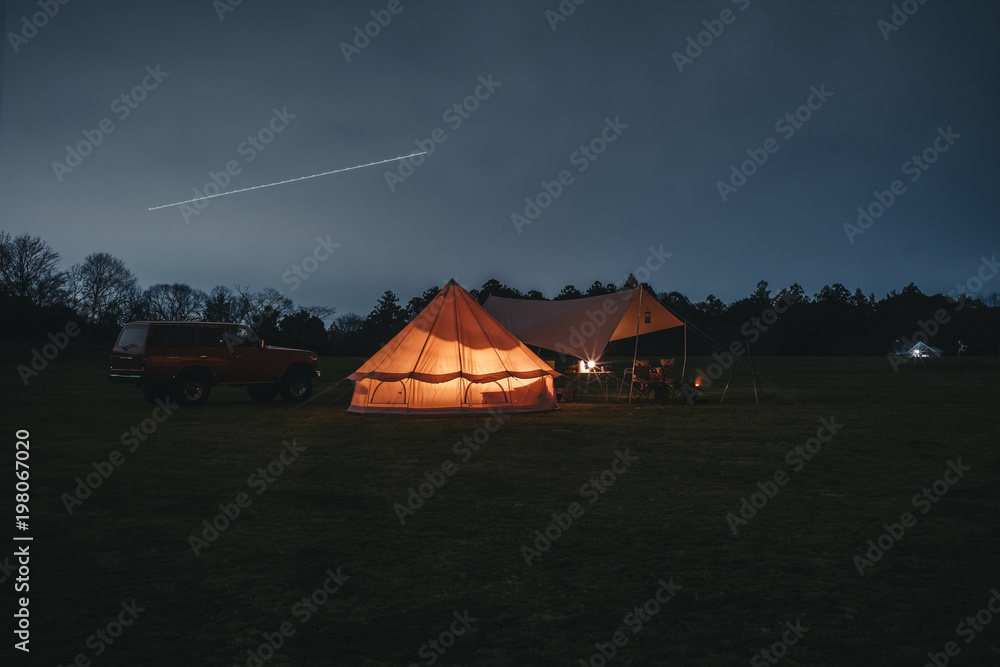 Night camping landscape
