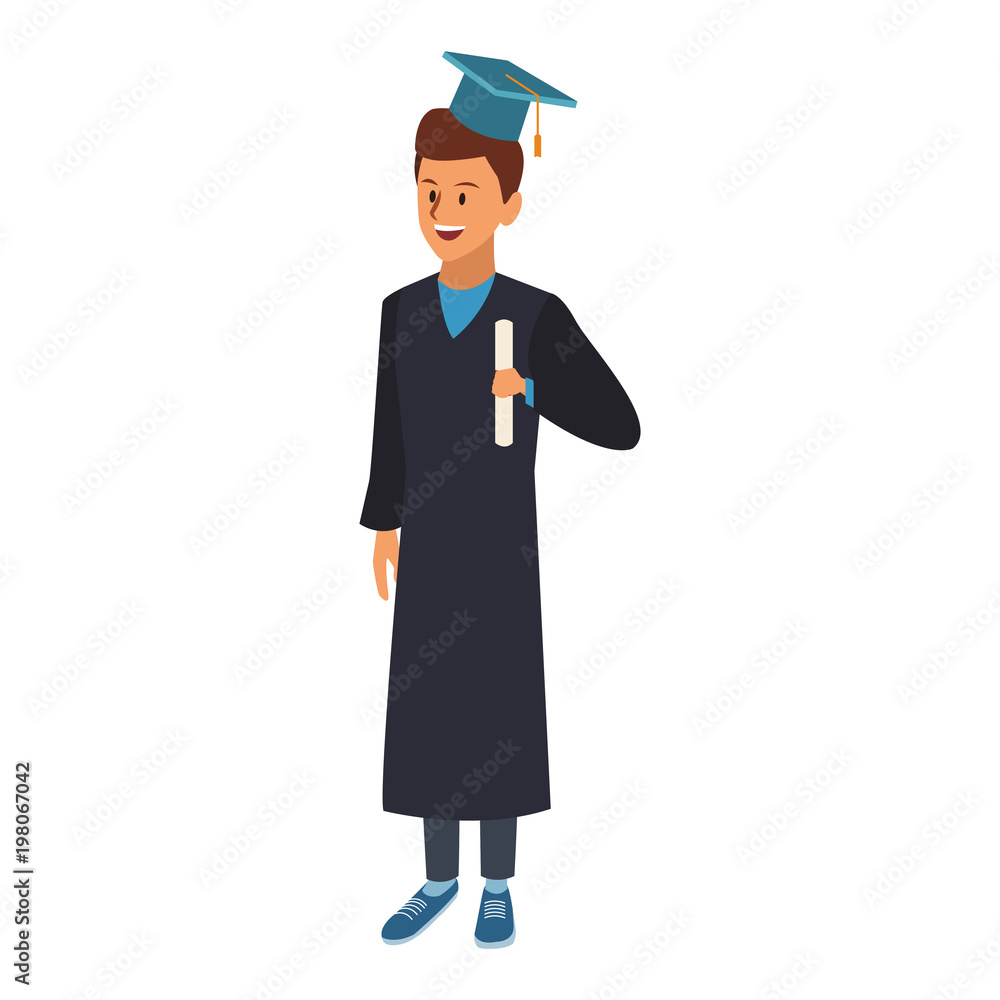 Young man student with graduation gown vector illustration graphic design Young man student with graduation gown vector illustration graphic design