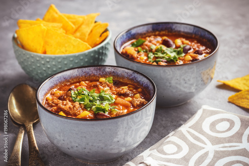 Chili con carne, traditional mexican food.