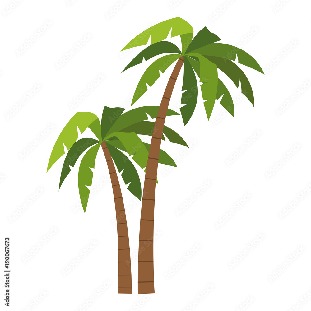 Obraz premium Drzewo palmy kreskówki wektor ilustracja projekt graficzny