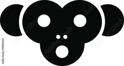 silhouette of black muzzle monkey on white isolated background