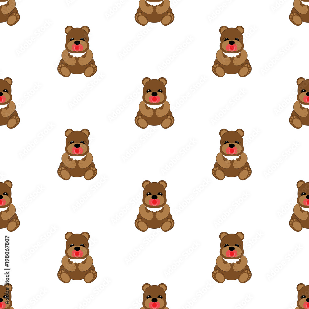Fototapeta premium Teddy bear baby. Seamless vector illustration. Flat.
