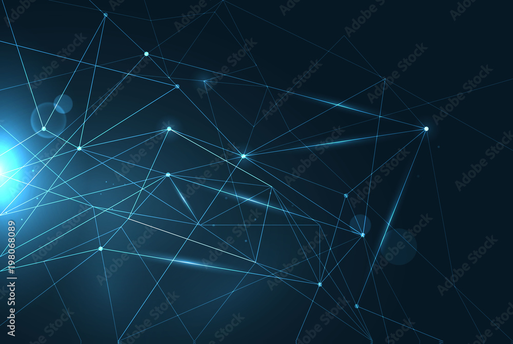 Vector abstract geometric background with polygonal lines and structures - technology, connection