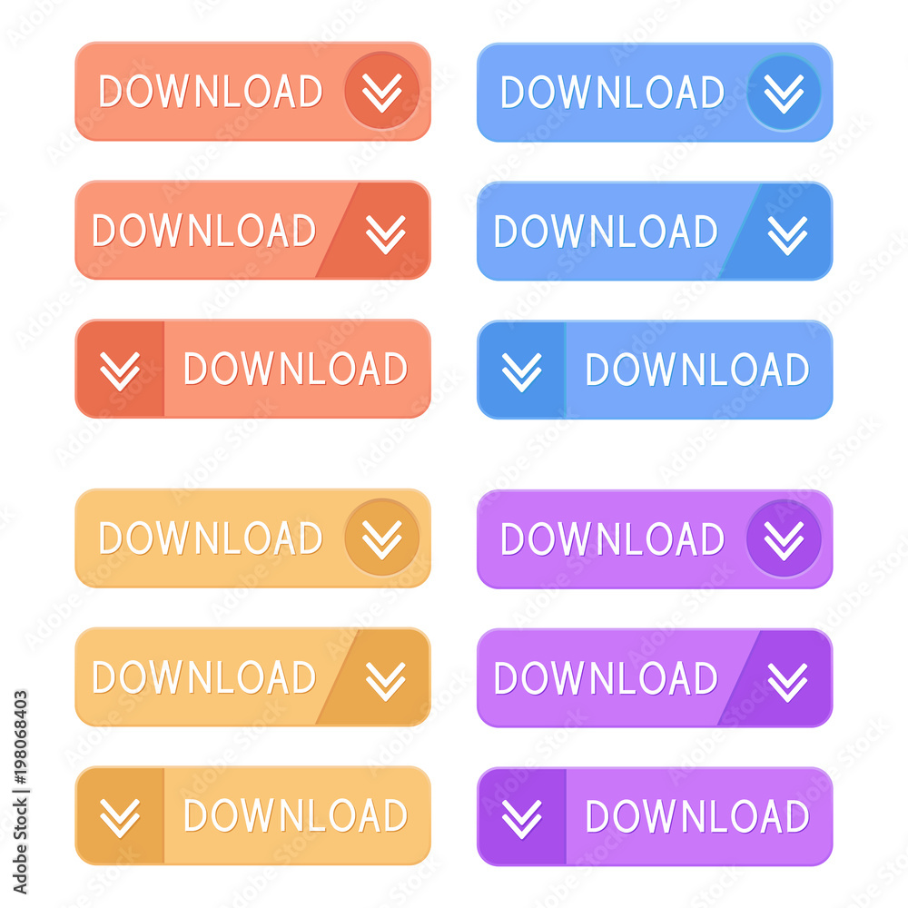 Download buttons set. Collection of web buttons Download buttons set. Collection of web buttons