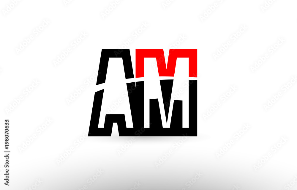 Fototapeta premium black white alphabet letter am a m logo icon design