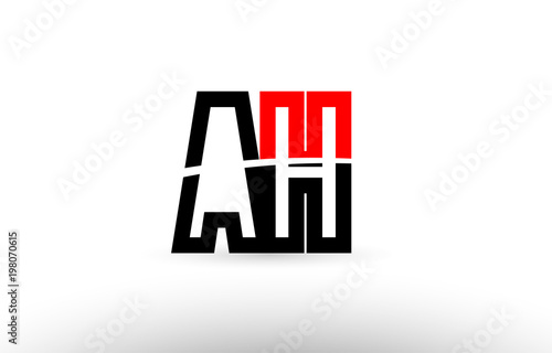 black white alphabet letter ah a h logo icon design