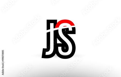 black white alphabet letter js j s logo icon design