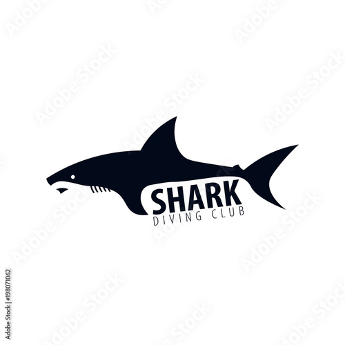 Diving Club. Emblem or logo with Shark. Vector illustration