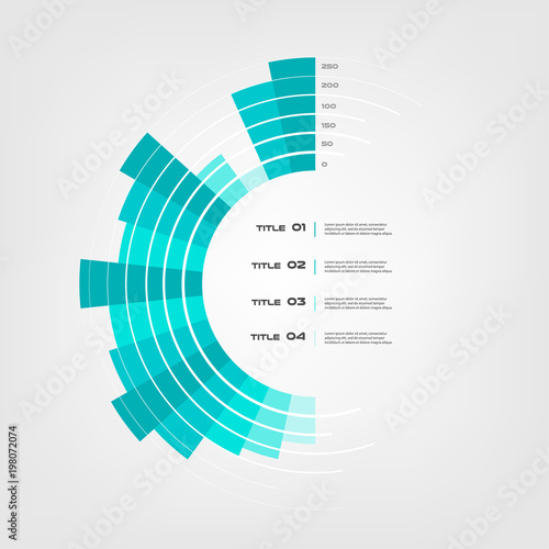 Sunburst chart color infographics step by step in a series of circle. Element of chart, graph, diagram with 5 options - parts, processes. Vector business template for presentation