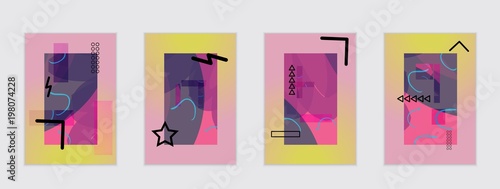 Set of artistic abstract universal card templates