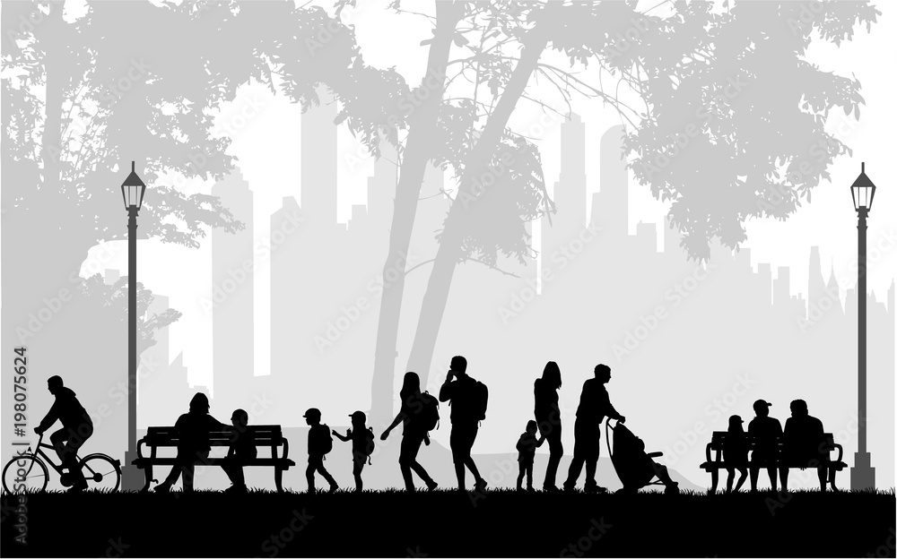 People silhouette, urban background. People silhouette, urban background.