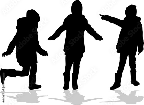 Childrens black silhouettes.