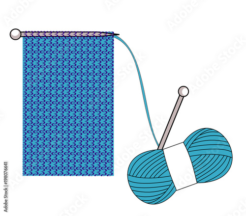 Pelote bleue et tricot