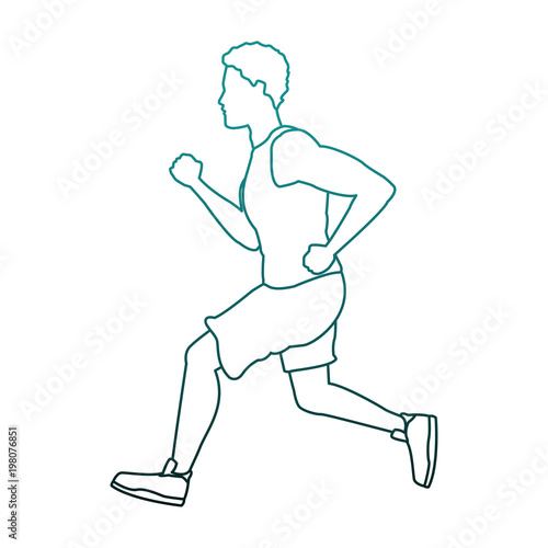 Fitness man running cartoon vector illustration graphic design