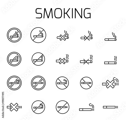 Smoking related vector icon set