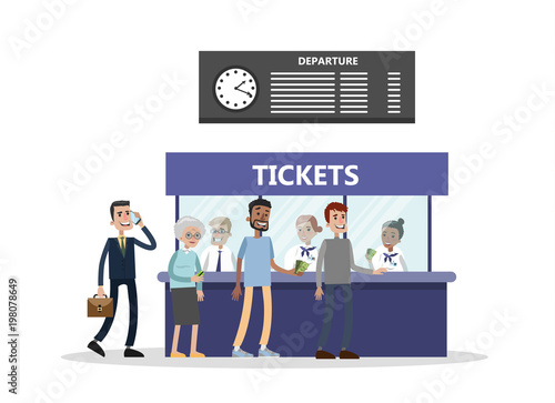 Bying tickets at terminal.