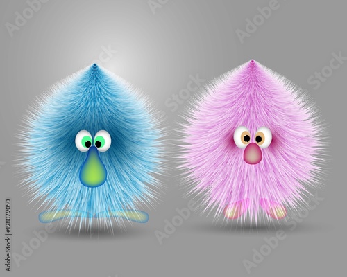 A pair of fluffy animated animals