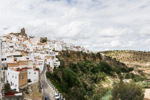 ARCOS DE LA FRONTERA, SPAIN - MAY 2017: White houses of the old town on the hill