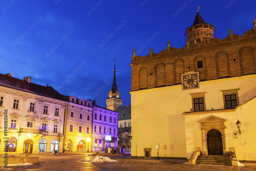 City Hall of Tarnow at night