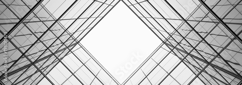 Obraz na płótnie architecture of geometry at glass window - monochrome