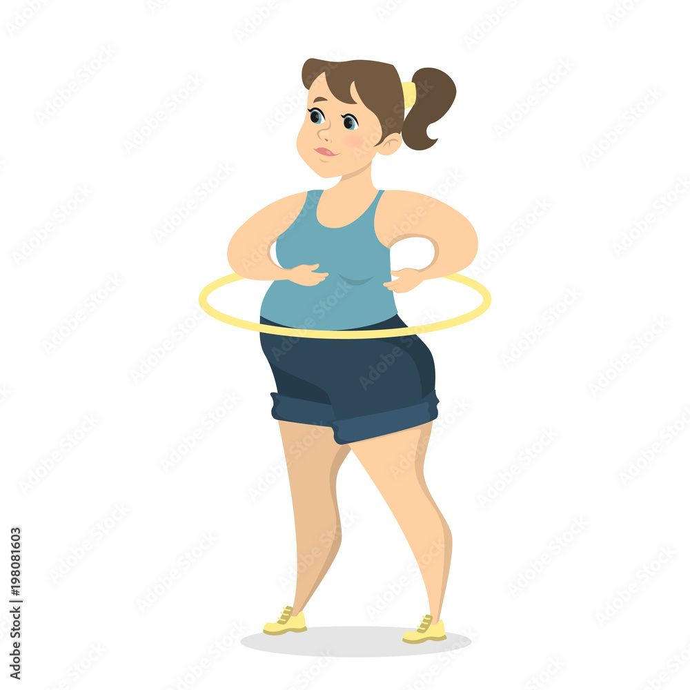 Fototapeta premium Fat woman exercising.